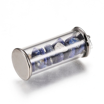 Alloy & Glass Wish Bottle Pendants G-Z017-02-1