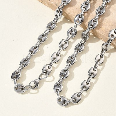 304 Stainless Steel Coffee Bean Chain Necklaces & Bracelets Sets SJEW-D091-09P-1