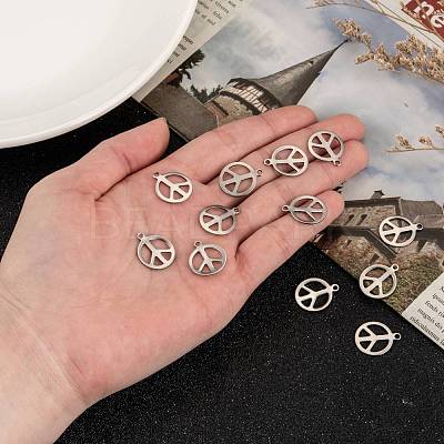 Tarnish Resistant Peace Sign 201 Stainless Steel Pendants STAS-R071-20-1
