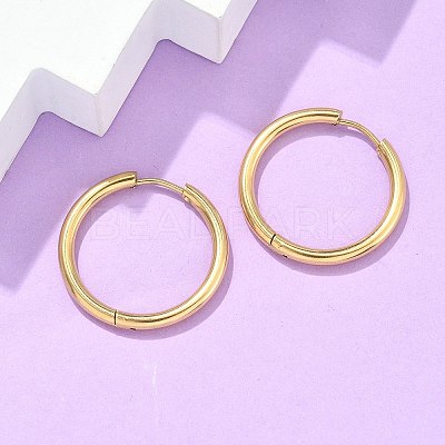 Ion Plating(IP) 304 Stainless Steel Huggie Hoop Earrings EJEW-F111B-25mm-G-1