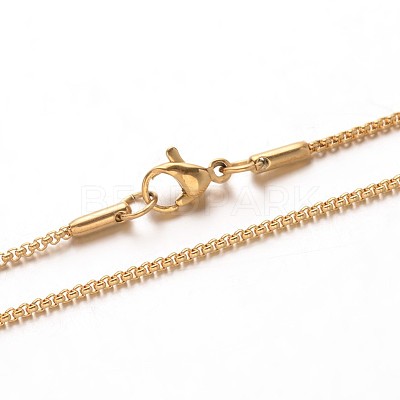 304 Stainless Steel Box Chain Necklaces NJEW-M124-10G-1