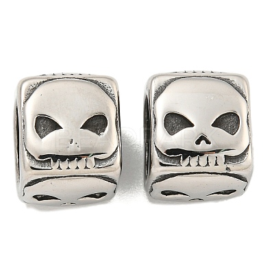 316 Surgical Stainless Steel with Rhinestone Large Hole Cube Beads STAS-Q326-08AS-04-1