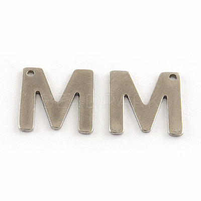 Tarnish Resistant 201 Stainless Steel Letter Charms STAS-S036-13-1