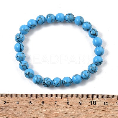 Synthetic Turquoise Jasper Bead Stretch Bracelets BJEW-K212-B-022-1
