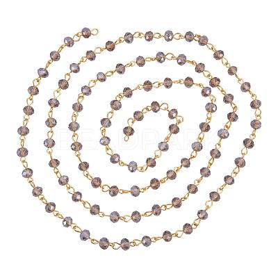 Handmade Rondelle Glass Beads Chains for Necklaces Bracelets Making AJEW-JB00037-05-1
