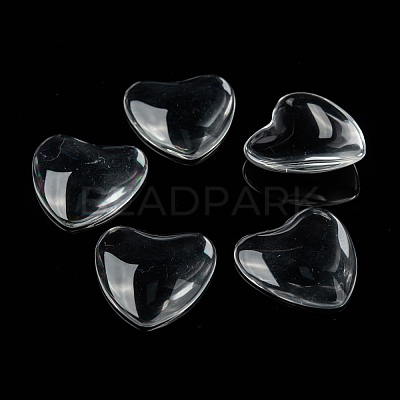 Transparent Glass Heart Cabochons GGLA-R021-30mm-1