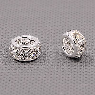 Brass Rhinestone European Beads RB-A050-H5mm-01S-1