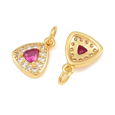 Brass Micro Pave Medium Violet Red Cubic Zirconia Charms CU-CBAB3AD-07G-02-1
