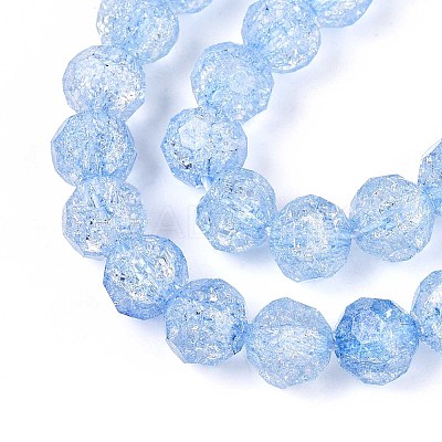 Transparent Crackle Glass Beads Strands GLAA-N053-10mm-04-1