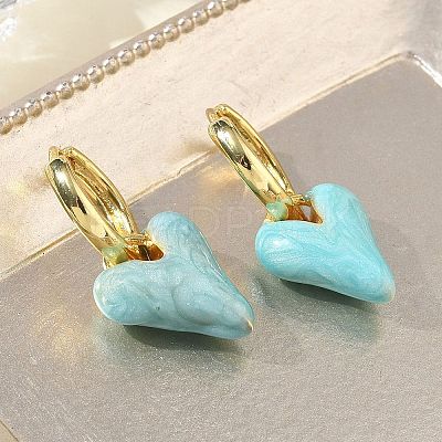 Brass Enamel Dangle Hoop Earrings for Women KK-CBA760A-06G-03-1