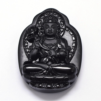 Natural Obsidian Carven Pendants G-A169-027A-1