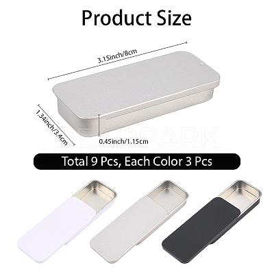 9Pcs 3 Colors Slide Top Tinplate Trinket Storage Boxes CON-CP0001-016A-1