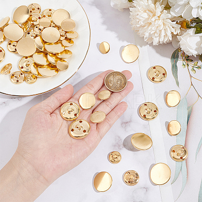 50Pcs 5 Styles 3-Hole Brass Buttons BUTT-OC0001-47G-1