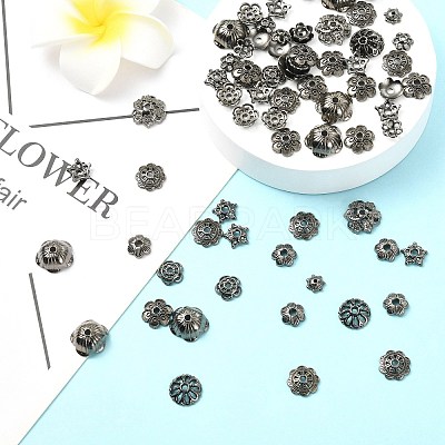 200Pcs 10 Styles Zinc Alloy Bead Caps FIND-CJ0004-70-1