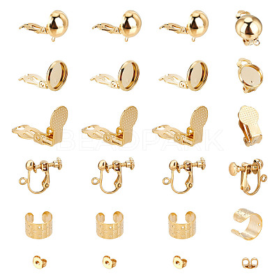 Brass Clip-on Earring Findings KK-AR0002-06G-1