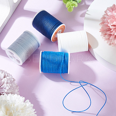 4 Rolls 4 Colors Round Waxed Polyester Cord YC-TA0001-21B-1