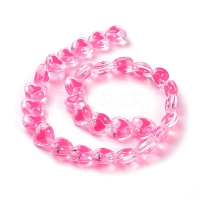 Glass Heart Beads GLAA-D005-01B-1