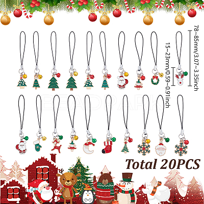 Christmas Alloy Enamel Mobile Straps HJEW-GA00026-1