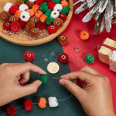 60Pcs 6 Colors Imitation Rabbit Hair European Beads FIND-PA0001-25-1