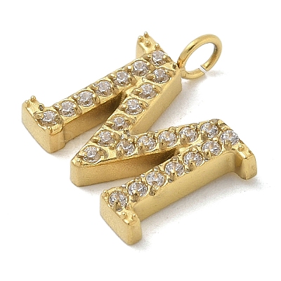 Ion Plating(IP) 304 Stainless Steel Micro Pave Cubic Zirconia Pendants STAS-Z107-03G-12-1