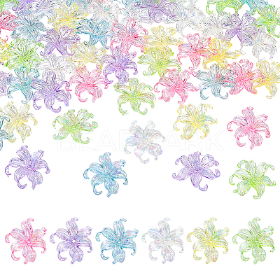 60Pcs 6 Colors Resin Bead Caps RESI-PH0002-70-1