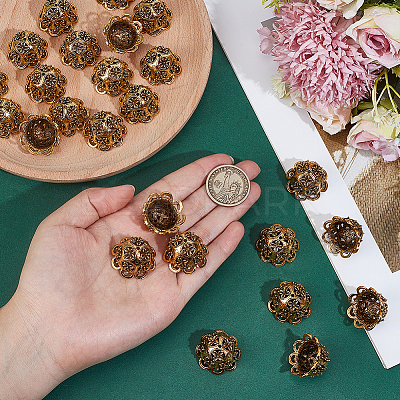 24Pcs Tibetan Style Alloy Bead Caps TIBE-PH0002-63AG-1