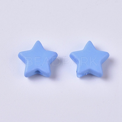 Opaque Acrylic Beads SACR-WH0002-07B-1