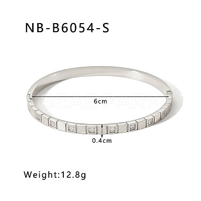 304 Stainless Steel Pave Cubic Zirconia Bangles FS-WG09E60-05-1