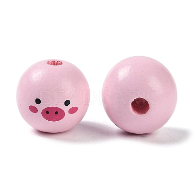 Animal Themes Printed Wood European Beads WOOD-M013-01H-1