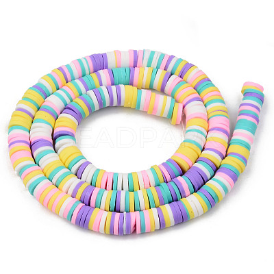 Handmade Polymer Clay Beads Strands CLAY-R089-6mm-107-1