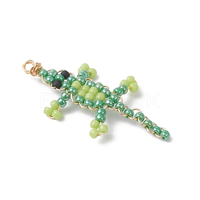 Glass Crocodile Pendants PALLOY-MZ00992-1