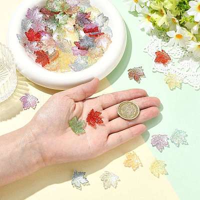 80Pcs 8 Colors Baking Paint Transparent Glass Pendants DGLA-FS0004-29-1