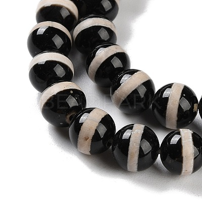 Natural Tibetan Striped Pattern dZi Agate Beads Strands G-B084-A04-02-1