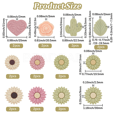 20Pcs 10 Styles Silicone Focal Beads SIL-PA0001-17-1