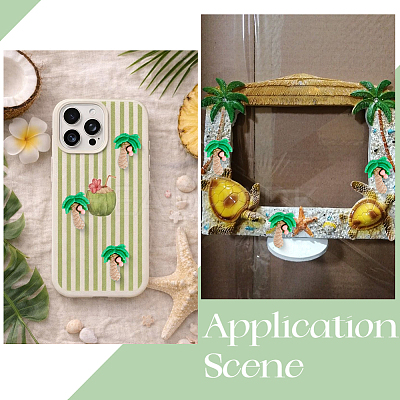 60Pcs Coconut Tree Resin Cabochons FIND-SC0024-03-1