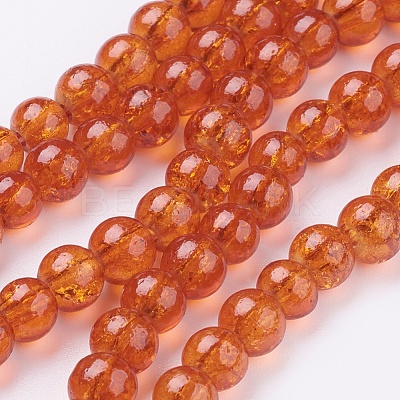 Spray Painted Crackle Glass Beads Strands X-CCG-Q001-6mm-09-1