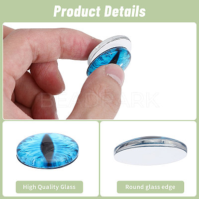 40Pcs 20 Colors Luminous Self Adhesive Glass Eyes Cabochons DIY-CA0006-28-1