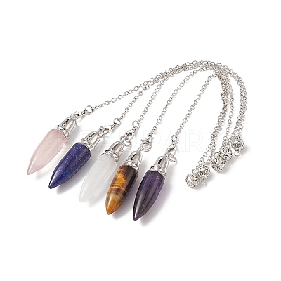 Mixed Gemstone Dowsing Pendulum Pendants G-C051-10P-1