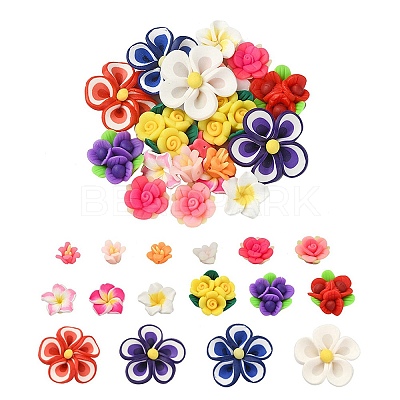 20Pcs 5 Style Handmade Polymer Clay Flower Beads CLAY-YW0001-76-1