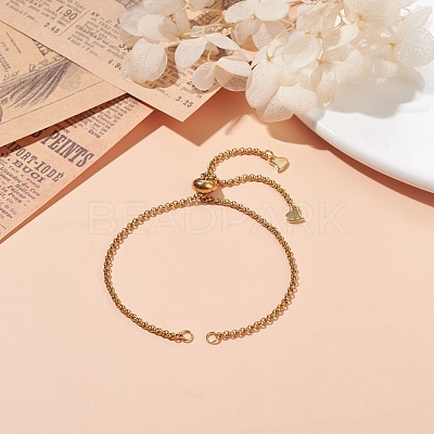 304 Stainless Steel Rolo Chain Slider Bracelet Making AJEW-JB01117-03-1