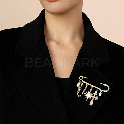16Pcs 2 Colors Iron Rhinestone Safety Pins FIND-SC0022-23A-1