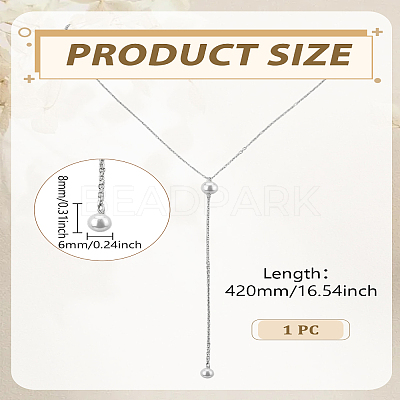 1Pc Stainless Steel Cable Chains Lariat Necklace NJEW-LP0004-29S-1