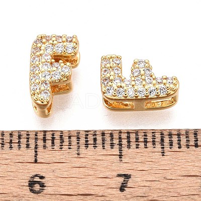 Brass Micro Pave Clear Cubic Zirconia Beads KK-T071-17G-F-1