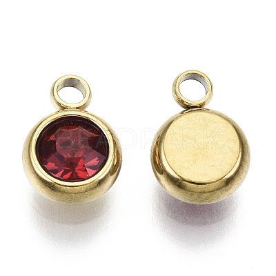 PVD Vacuum Plating 201 Stainless Steel Rhinestone Charms X-STAS-S068-07G-1