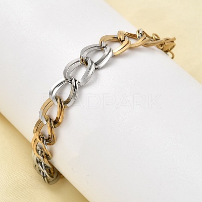 304 Stainless Steel Cuban Link Chain Bracelets for Women LS-BJEW-D377-01C-1