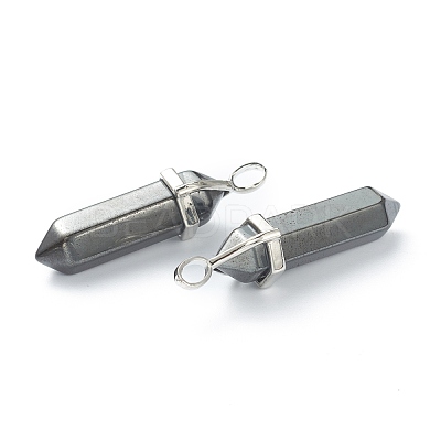 Synthetic Non-magnetic Hematite Pointed Pendants X-G-M378-01P-A16-1