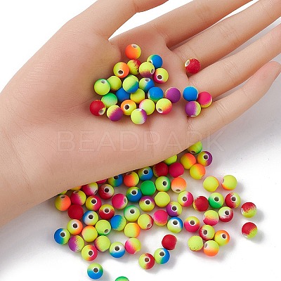Rubberized Style Acrylic Beads MACR-YW0002-88-1