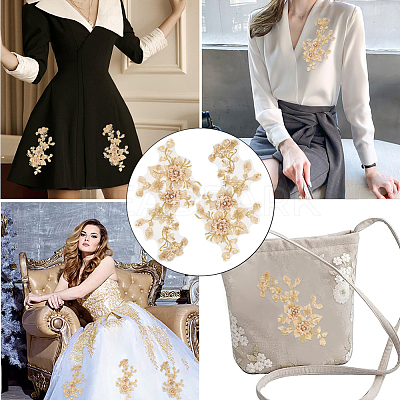 3D Flower Polyester Embroidery Sew on Appliques PATC-WH0012-33C-1