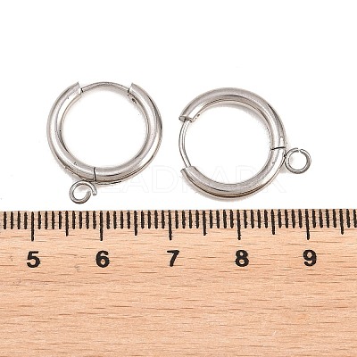 316 Stainless Steel Huggie Hoop Earring Findings X-EJEW-B158-01C-P-1