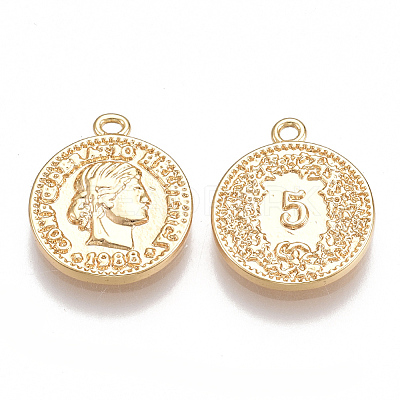 Brass Coin Charms X-KK-T038-76G-1